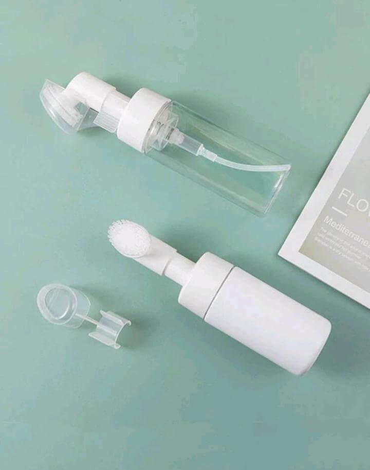 Kit 2 Frasco pump para limpeza facial com escova de silicone clássico,skin Care