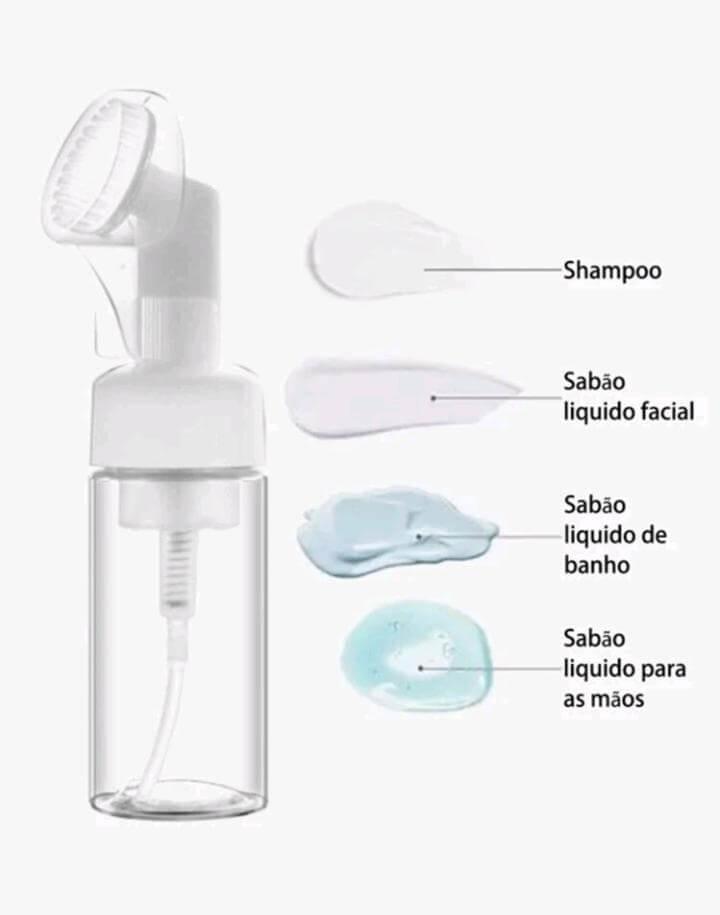 Kit 2 Frasco pump para limpeza facial com escova de silicone clássico,skin Care